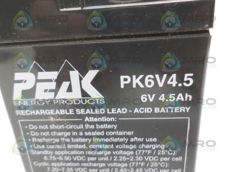 PEAK PK6V4.5 RECHARGEABLE SEALED LEAD ACID BATTERY UNMP
