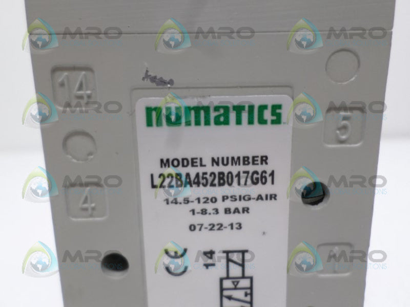 NUMATICS L22BA452B017G61 SOLENOID VALVE UNMP