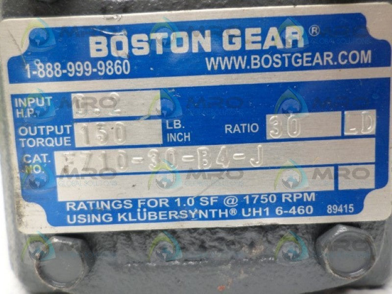 BOSTON GEAR F710-30-B4-J GEAR SPEED REDUCER 0.2 HP 30:1 NSNP