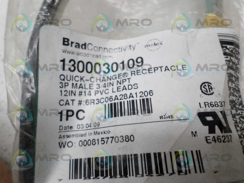 DANIEL WOODHEAD 6R3C06A28A1206 QUICK CHANGE RECEPTACLE NSMP