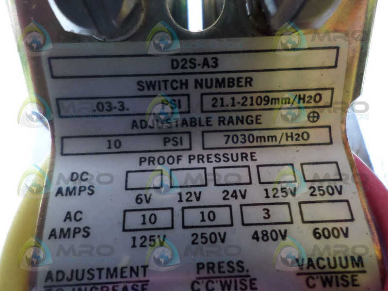 BARKSDALE D2S-A3 PRESSURE SWITCH NSNP