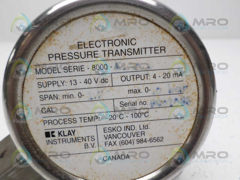 KLAY INSTRUMENTS 8000 ELECTRONIC PRESSURE TRANSMITTER NSNP