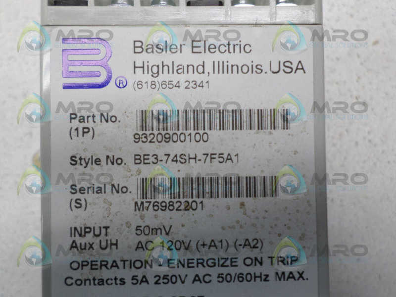 BASLER ELECTRIC BE3-74SH-7F5A1 9320900100 TRIP RELAY MODULE NSMP