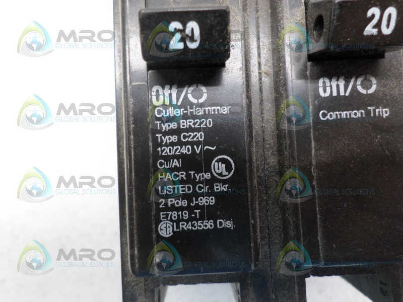 CUTLER HAMMER BR220 CIRCUIT BREAKER 20A UNMP