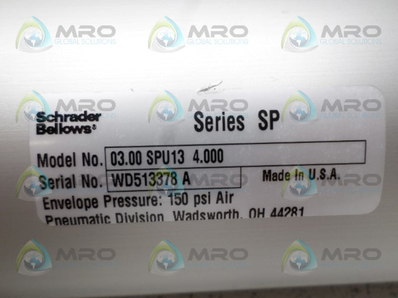 SCHRADER BELLOWS 03.00SPU134.000 PENUMATIC CYLNDER  NSNP