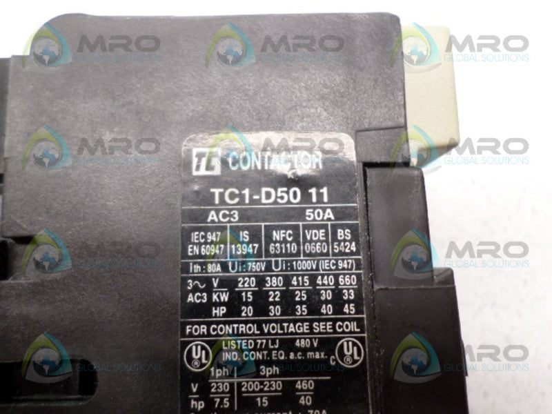 TC TC1D5011F7 CONTACTOR 110VAC NSMP
