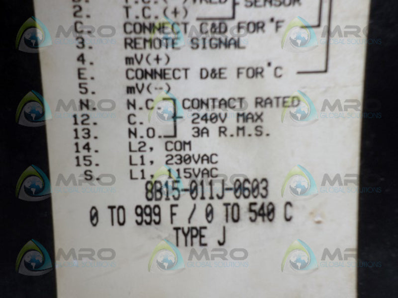 WATLOW 8B15-011J-0603 TEMPERATURE CONTROLLER UNMP