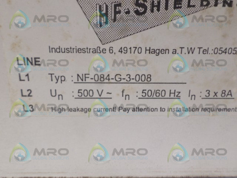 HF SHIELDING NF-084-G-3-008 RFI FILTER NSNP