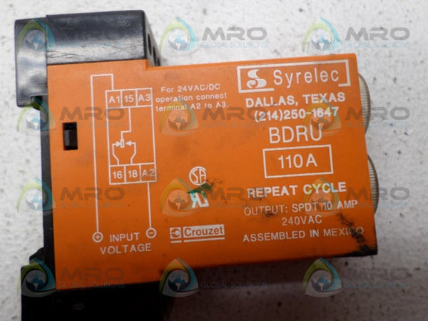 SYRELEC BDRU110A TIMER RELAY UNMP