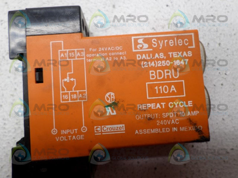 SYRELEC BDRU110A TIMER RELAY UNMP