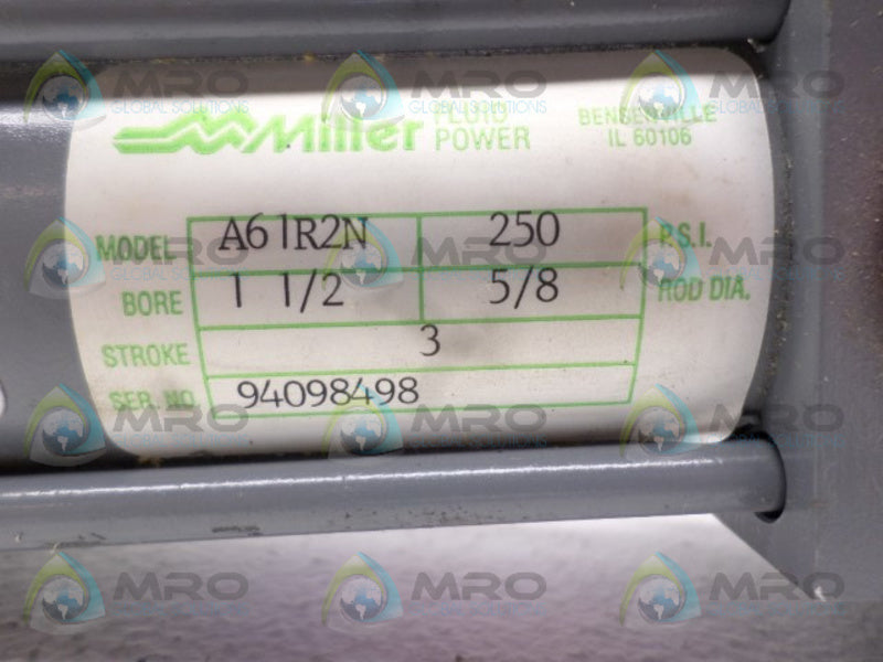 MILLER A61R2N FLUID POWER CYLINDER 1-1/2" BORE 3" STROKE NSNP