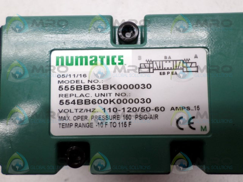 NUMATICS 554BB600K000030 SOLENOID VALVE WITH BASE NSNP
