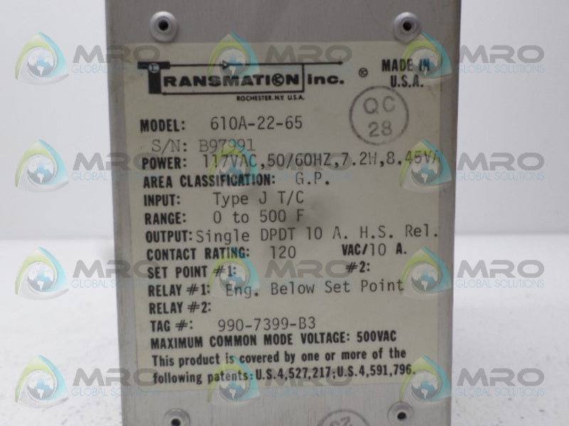 TRANSMATION 610A-22-65 ALARM NSNP