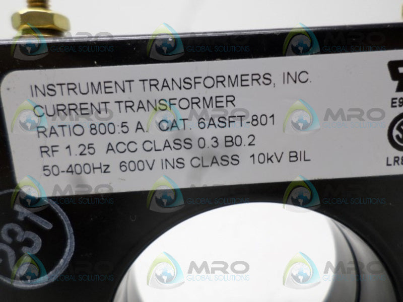 INSTRUMENT TRANSFORMERS 6ASFT-801 CURRENT TRANSFORMER UNMP