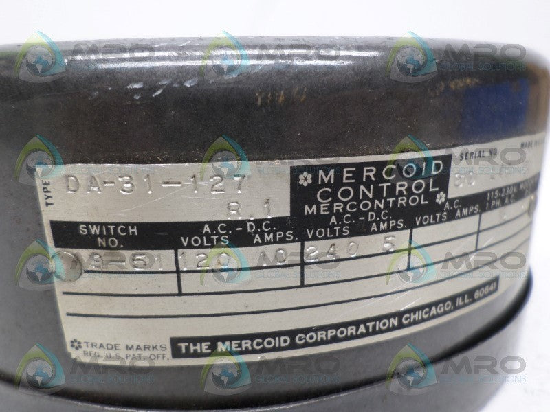 MERCOID DA-31-127-R1 PRESSURE CONTROL SWITCH UNMP