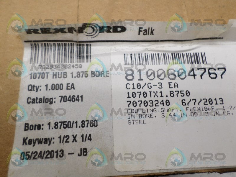 REXNORD 0704641 1070T GRID COUPLING HUB 1.8750 NSMP