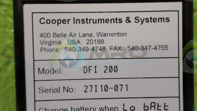 COOPER DFI-200 BRIDGE METER NSMP