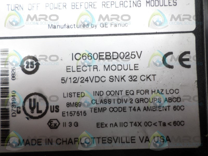 GE FANUC IC660EBD025V ELECTRONIC MODULE UNMP