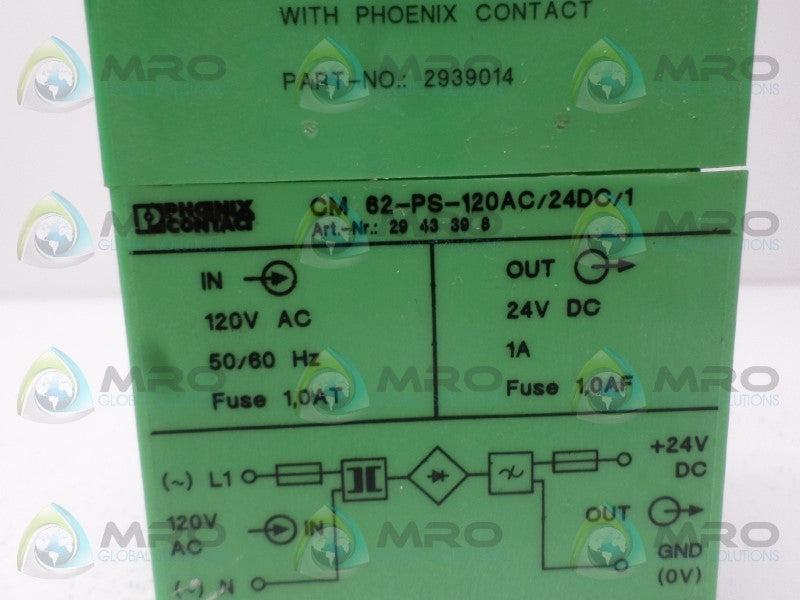 PHOENIX CONTACT CM62-PS-120AC/24DC/1 POWER SUPPLY UNMP
