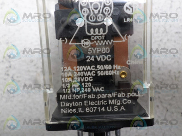 DAYTON 5YP80 RELAY 24VDC UNMP