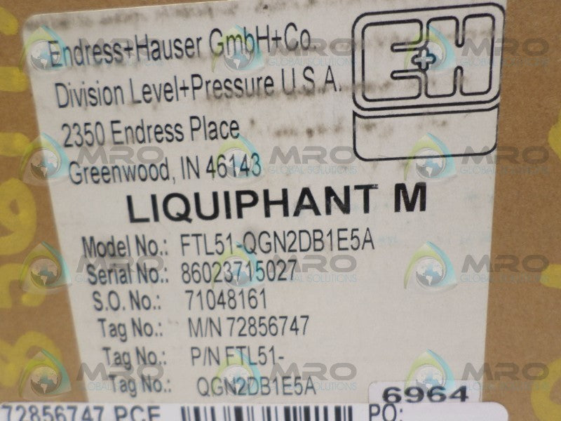 ENDRESS+HAUSER LIQUIPHANT M FTL51-QGN2DB1E5A LEVEL SWITCH NSMP
