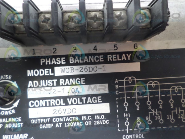 WILMAR WCB-26DC-1 PHASE BALANCE RELAY UNMP