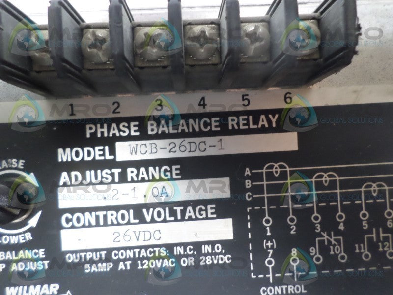 WILMAR WCB-26DC-1 PHASE BALANCE RELAY UNMP