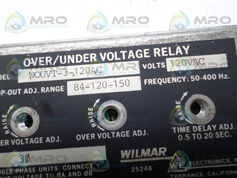 WILMAR WOUVT-3-120AC OVER/UNDER VOLTAGE RELAY 120VAC UNMP