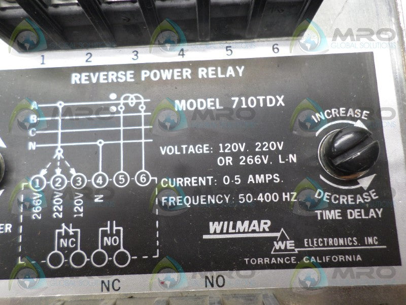 WILMAR 710TDX REVERSE POWER RELAY 120/220V UNMP