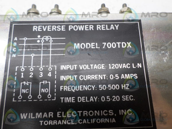 WILMAR 700TDX REVERSE POWER RELAY 120V UNMP