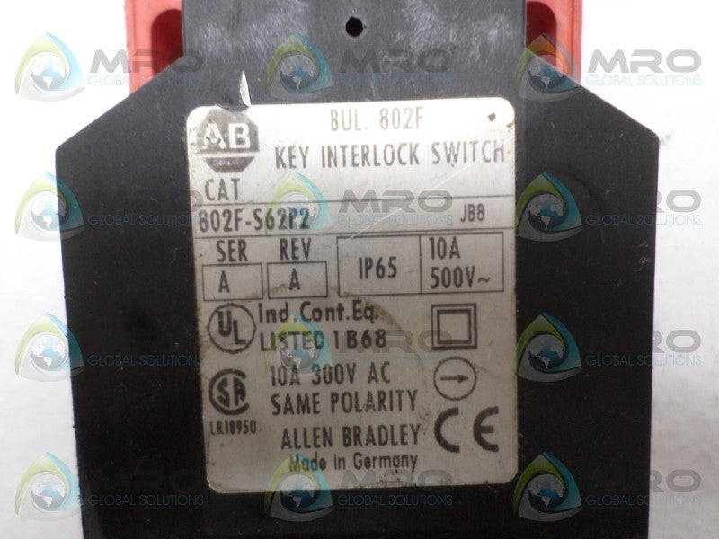 INDUSTRIAL SPARE PART 802F-S62P2 SER. A SAFETY INTERLOCK SWITCH UNMP