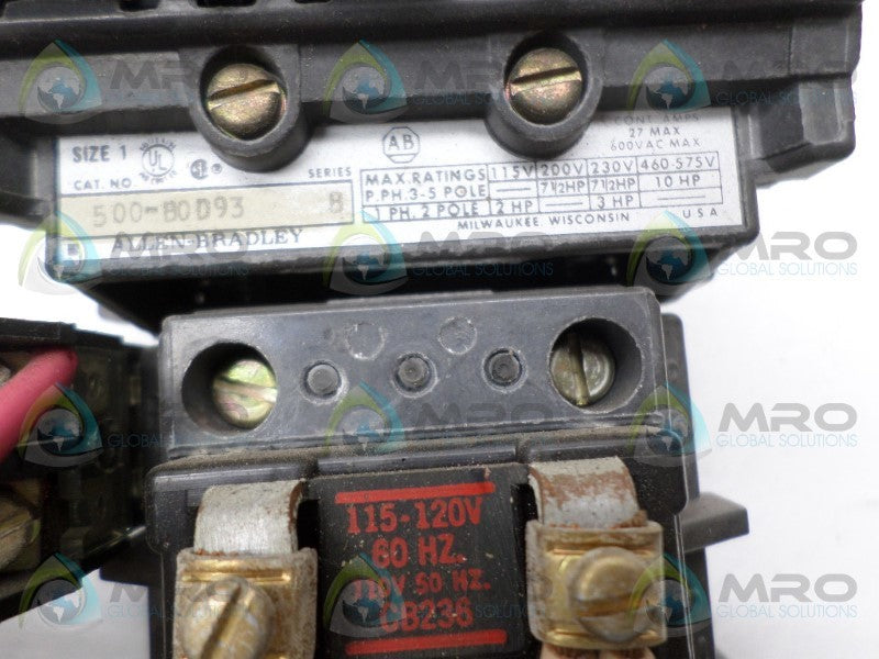 INDUSTRIAL SPARE PART 500-BOD93 SER. B CONTACTOR 110/115-120V UNMP
