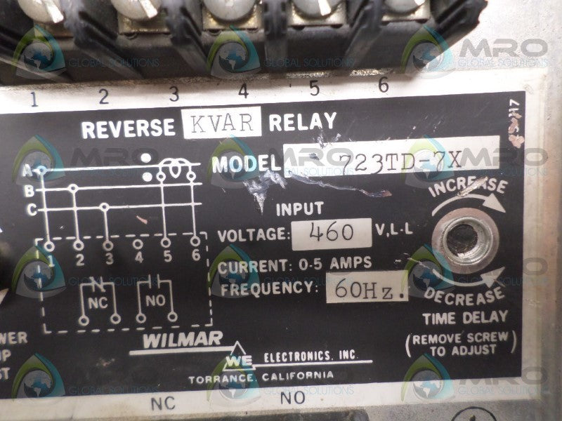 WILMAR 723TD-7X REVERSE KVAR RELAY 460V UNMP