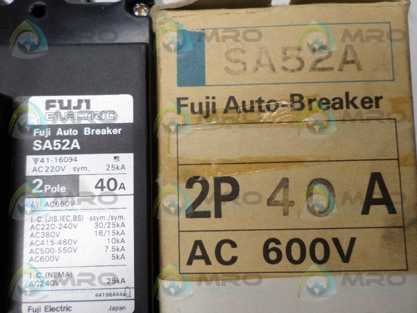 FUJI ELECTRIC SA52A CIRCUIT BREAKER 40A NSMP