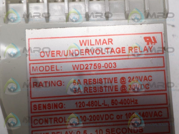 WILMAR WD2759-003 OVER/UNDER VOLTAGE RELAY NSNP