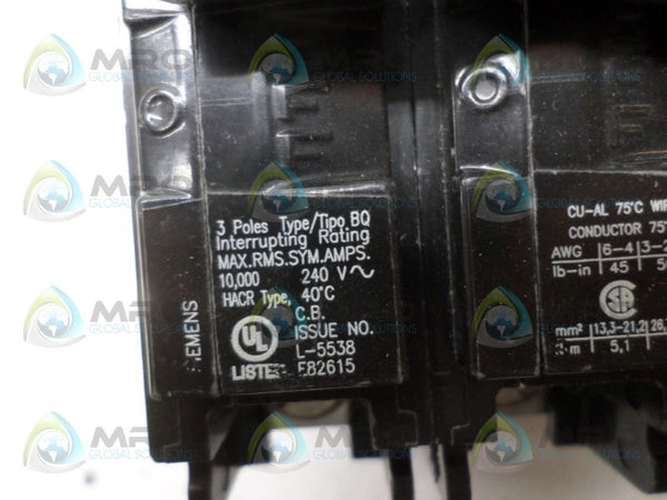SIEMENS BQ3100 CIRCUIT BREAKER 100A (AS PICTURED) NSNP