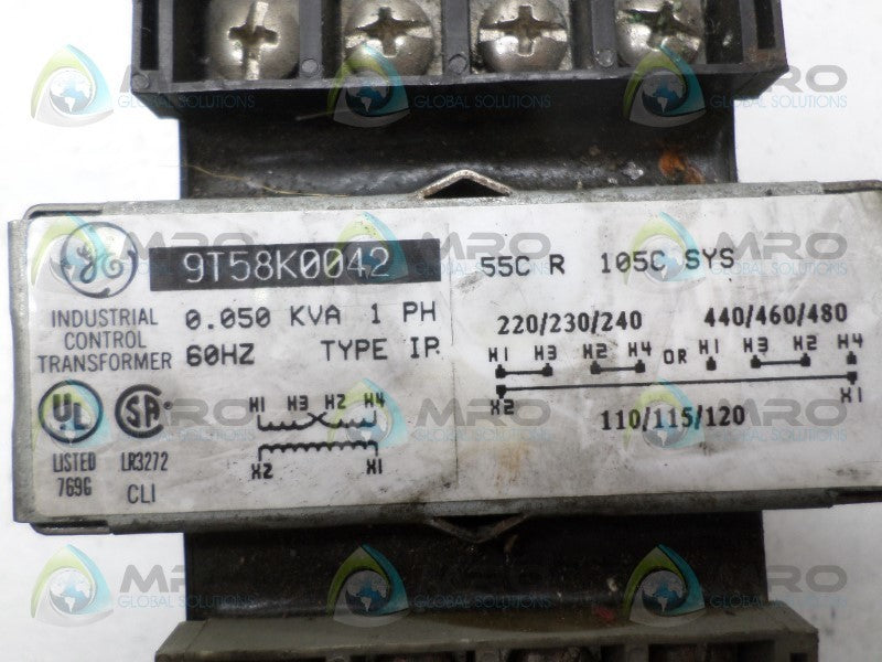 GENERAL ELECTRIC 9T58K0042 CONTROL TRANSFORMER UNMP