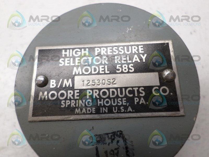 MOORE 58S-12530S2 HIGH PRESSURE SELECTOR RELAY UNMP