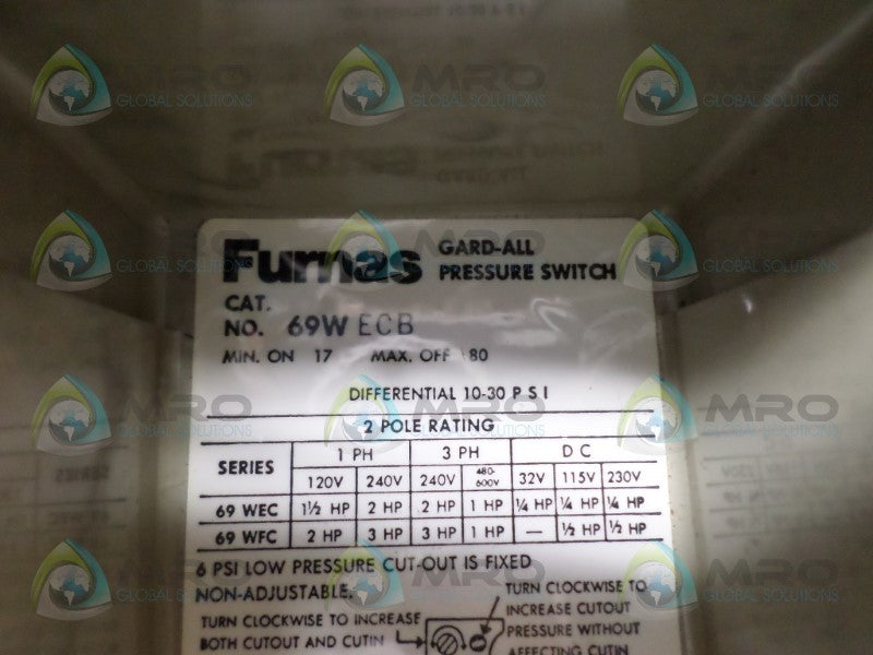 FURNAS 69WECB PRESSURE SWITCH UNMP