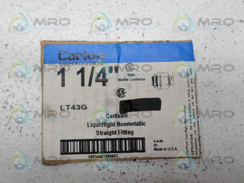 CARLON LT43G STRAIGHT FITTING 1-1/4" NSNP