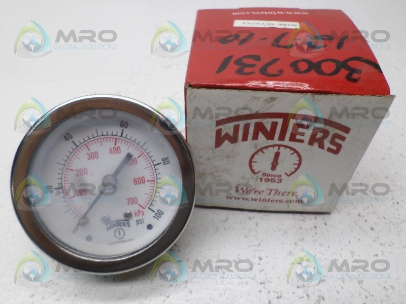WINTERS PFQP924-DRY PRESSURE GAUGE 0-100 PSI 0-700 KPA NSMP