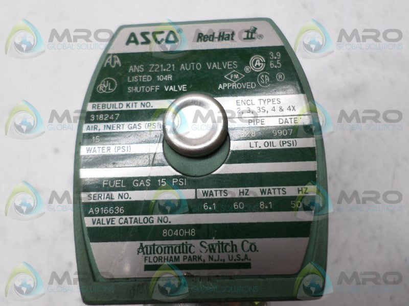 ASCO 8040H8 SOLENOID COIL 110/120V UNMP