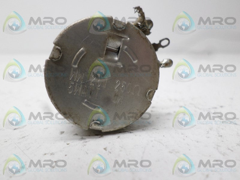 OHMITE WW251 POTENTIOMETER 250 OHMS UNMP