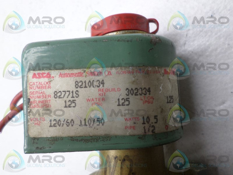 ASCO 8210C34 SOLENOID COIL 110/120V UNMP