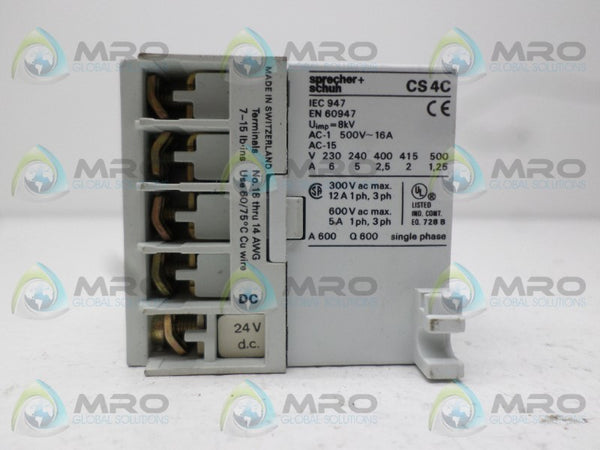 SPRECHER+SCHUH CS4C-22Z-24D CONTACTOR 24VDC NSNP