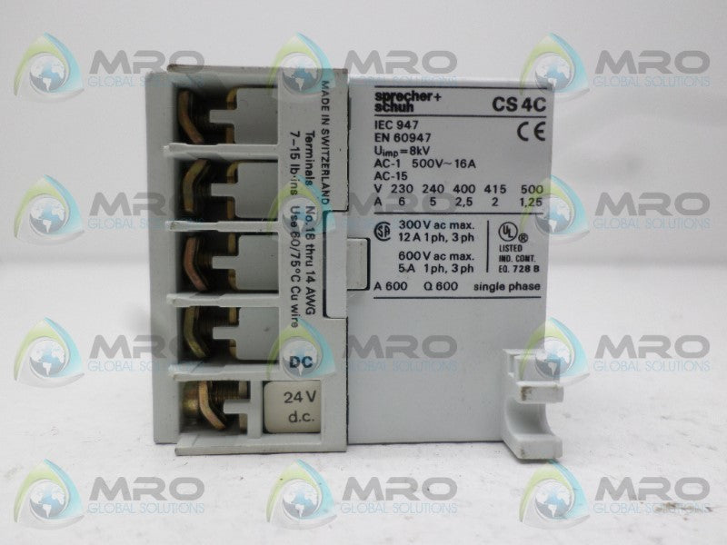 SPRECHER+SCHUH CS4C-22Z-24D CONTACTOR 24VDC NSNP