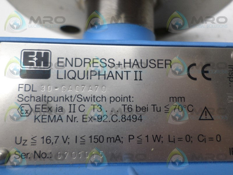 ENDRESS+HAUSER LIQUIPHANT II FDL30-GAC7A70 LEVEL SWITCH NSNP