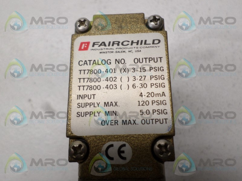 FAIRCHILD TT7800-401 SOLENOID VALVE 3-15 PSIG NSNP