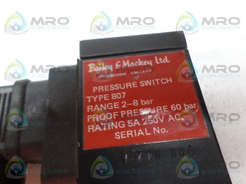 BAILEY & MACKEY 807 PRESSURE SWITCH 2-8 BAR NSNP
