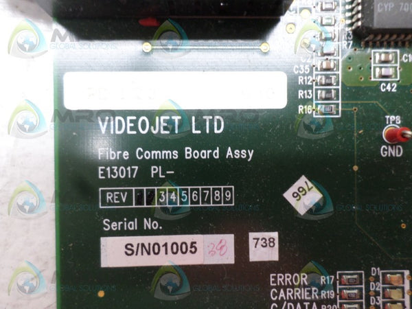 VIDEOJET E13017 FIBRE COMMS BOARD ASSEMBLY NSNP